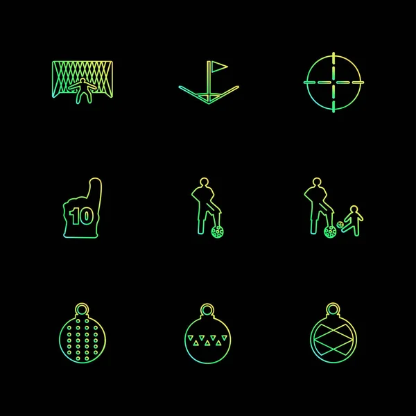Set Various Theme App Icons Black Background — Stock Vector