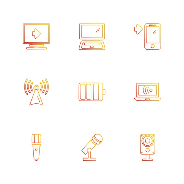 Set Various Theme App Icons Vector Illustrations — Stock Vector