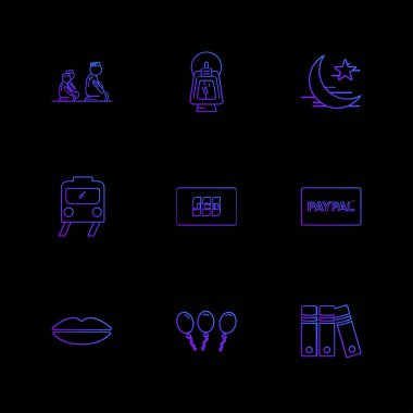 minimalist düz vektör app simgeler siyah arka plan üzerine 