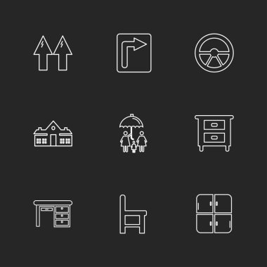 siyah arka plan ve basit düz app simgeler, vektör çizim set Amblemler