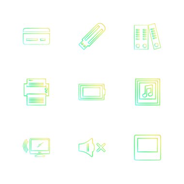 Beyaz arka plan üzerinde izole çeşitli tema app simge kümesi