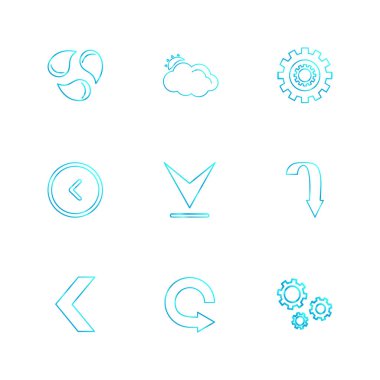 Beyaz arka plan üzerinde farklı minimalist düz vektör app simgeleri