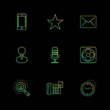 Web simgeler siyah arka plan, düz vektör çizim