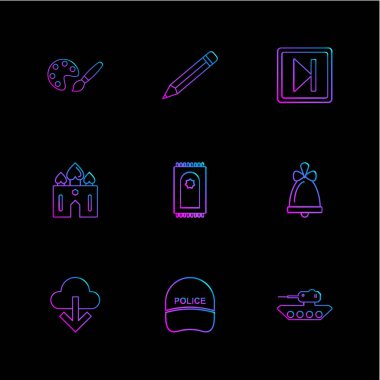 farklı minimalist düz vektör app simgeler siyah arka plan üzerine