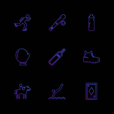 farklı minimalist düz vektör app simgeler siyah arka plan üzerine