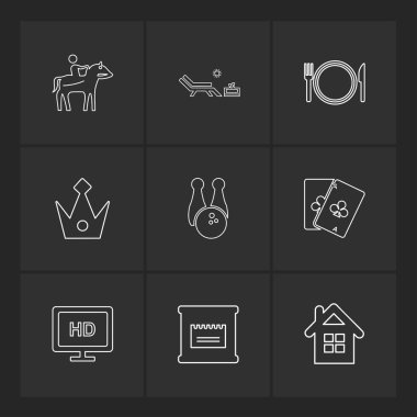 farklı minimalist düz vektör app simgeler siyah arka plan üzerine