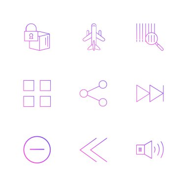 Beyaz arka plan üzerinde farklı minimalist düz vektör app simgeleri