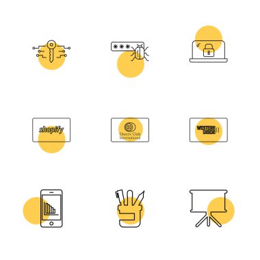 çeşitli tema app simgeler, vektör çizimler set