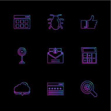 farklı minimalist düz vektör app simgeler siyah arka plan üzerine