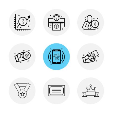 Beyaz arka plan üzerinde izole çeşitli tema app simge kümesi