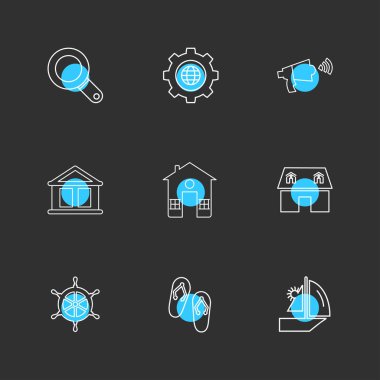 siyah arka plan üzerine çeşitli tema app simgelerin ayarlamak