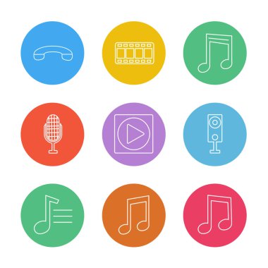 çeşitli tema app simgeler, vektör çizimler set