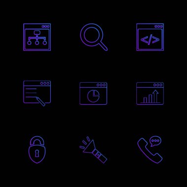 siyah arka plan, vektör çizim üzerinde daire basit simgeler