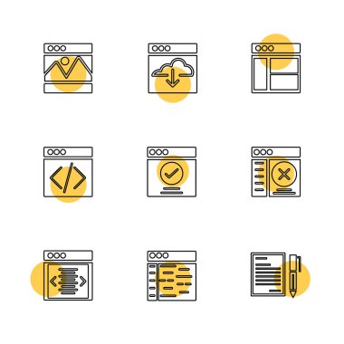 Beyaz arka plan üzerinde farklı minimalist düz vektör app simgeleri