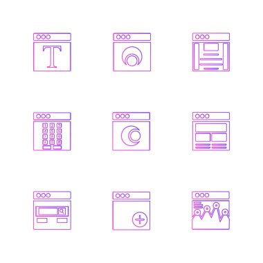 çeşitli tema app simgeler, vektör çizimler set