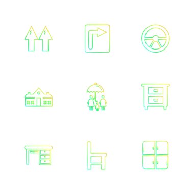 Beyaz arka plan üzerinde izole çeşitli tema app simge kümesi