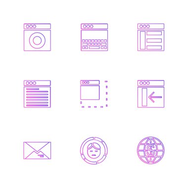 Beyaz arka plan üzerinde izole çeşitli tema app simge kümesi