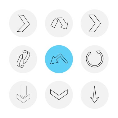 oklar yön işaretçiler yaratıcı simgeler ayarla, düz özel koleksiyon vektör