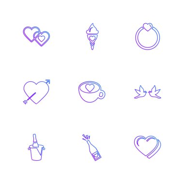 Beyaz arka plan üzerinde farklı minimalist düz vektör app simgeleri