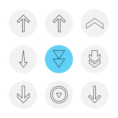 oklar yön işaretçiler yaratıcı simgeler ayarla, düz özel koleksiyon vektör