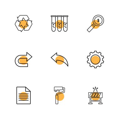 Beyaz arka plan üzerinde renkli daireler ile minimalist düz vektör app simgeleri