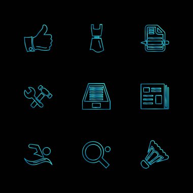 minimalist düz vektör app simgeler siyah arka plan üzerine