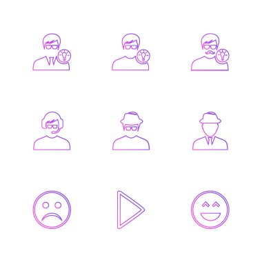 Beyaz arka plan üzerinde izole çeşitli tema app simge kümesi