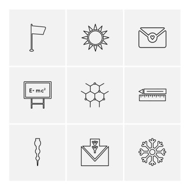 farklı minimalist düz vektör app simgeler siyah arka plan üzerine