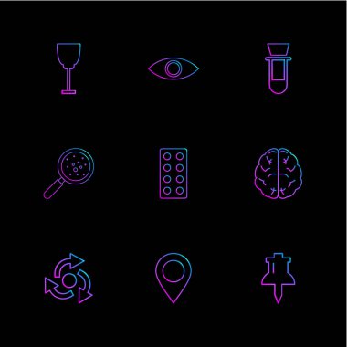 siyah arka plan üzerine çeşitli tema app simgelerin ayarlamak