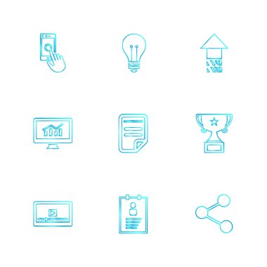 çeşitli tema app simgeler, vektör çizimler beyaz arka plan üzerinde set