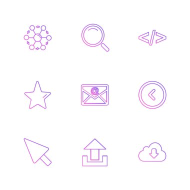 Beyaz arka plan üzerinde farklı minimalist düz vektör app simgeleri