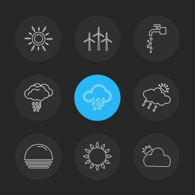 farklı minimalist düz vektör app simgeler siyah arka plan üzerine