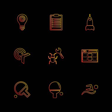 farklı minimalist düz vektör app simgeler siyah arka plan üzerine