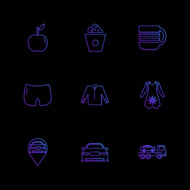 minimalist düz vektör app simgeler siyah arka plan üzerine 