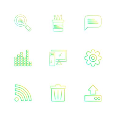 Beyaz arka plan üzerinde renkli minimalist düz vektör app simgeleri