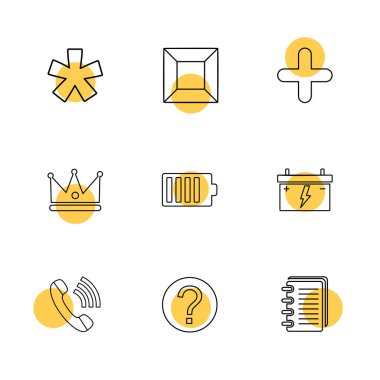 Beyaz arka plan üzerinde renkli daireler ile minimalist düz vektör app simgeleri 