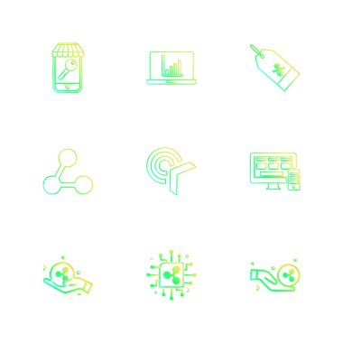 Beyaz arka plan üzerinde farklı minimalist düz vektör app simgeleri