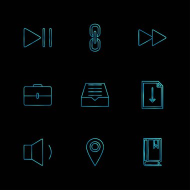 farklı minimalist düz vektör app simgeler siyah arka plan üzerine