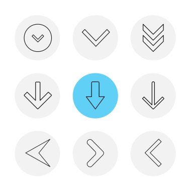 oklar yön işaretçiler yaratıcı simgeler ayarla, düz özel koleksiyon vektör