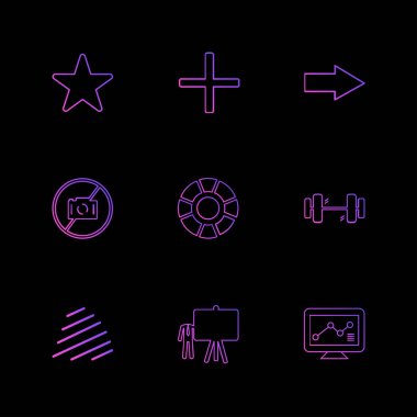 siyah arka plan üzerine çeşitli tema app simgelerin ayarlamak