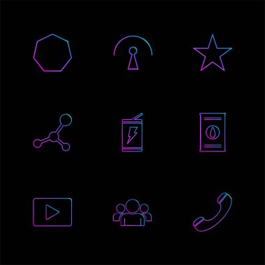 farklı minimalist düz vektör app simgeler siyah arka plan üzerine