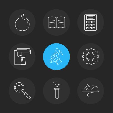 farklı minimalist düz vektör app simgeler siyah arka plan üzerine