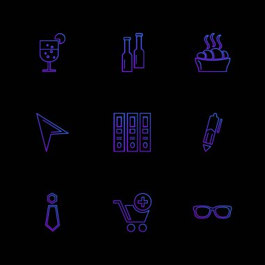 minimalist düz vektör app simgeler siyah arka plan üzerine