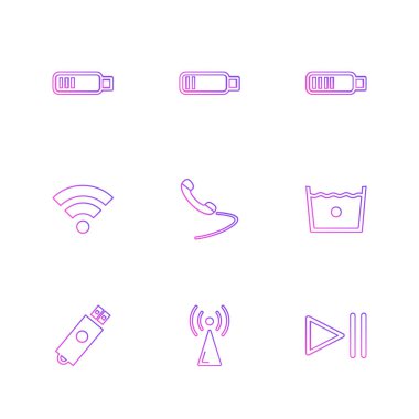 Beyaz arka plan üzerinde farklı minimalist düz vektör app simgeleri