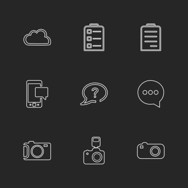 farklı minimalist düz vektör app simgeler siyah arka plan üzerine