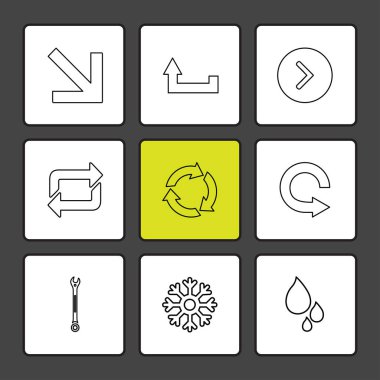 oklar yön işaretçiler yaratıcı simgeler ayarla, düz özel koleksiyon vektör