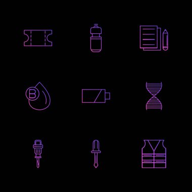 minimalist düz vektör app simgeler siyah arka plan üzerine 