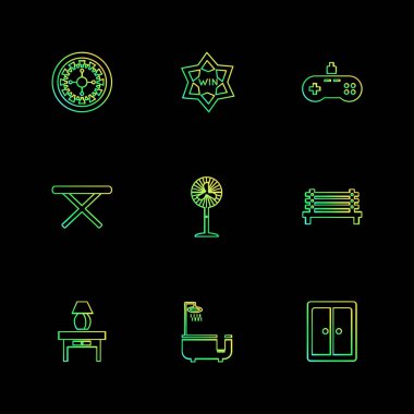 minimalist düz vektör app simgeler siyah arka plan üzerine 