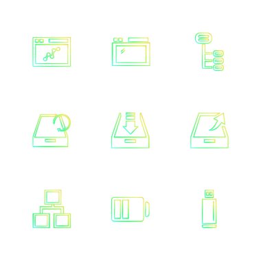 Beyaz arka plan üzerinde izole çeşitli tema app simge kümesi