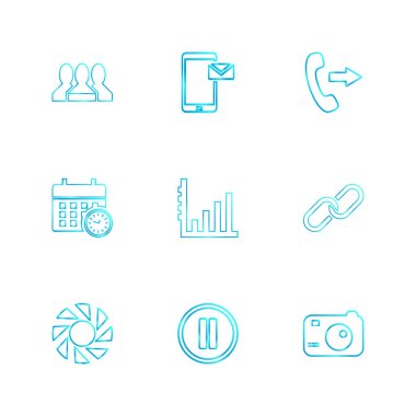 Beyaz arka plan üzerinde izole çeşitli tema app simge kümesi